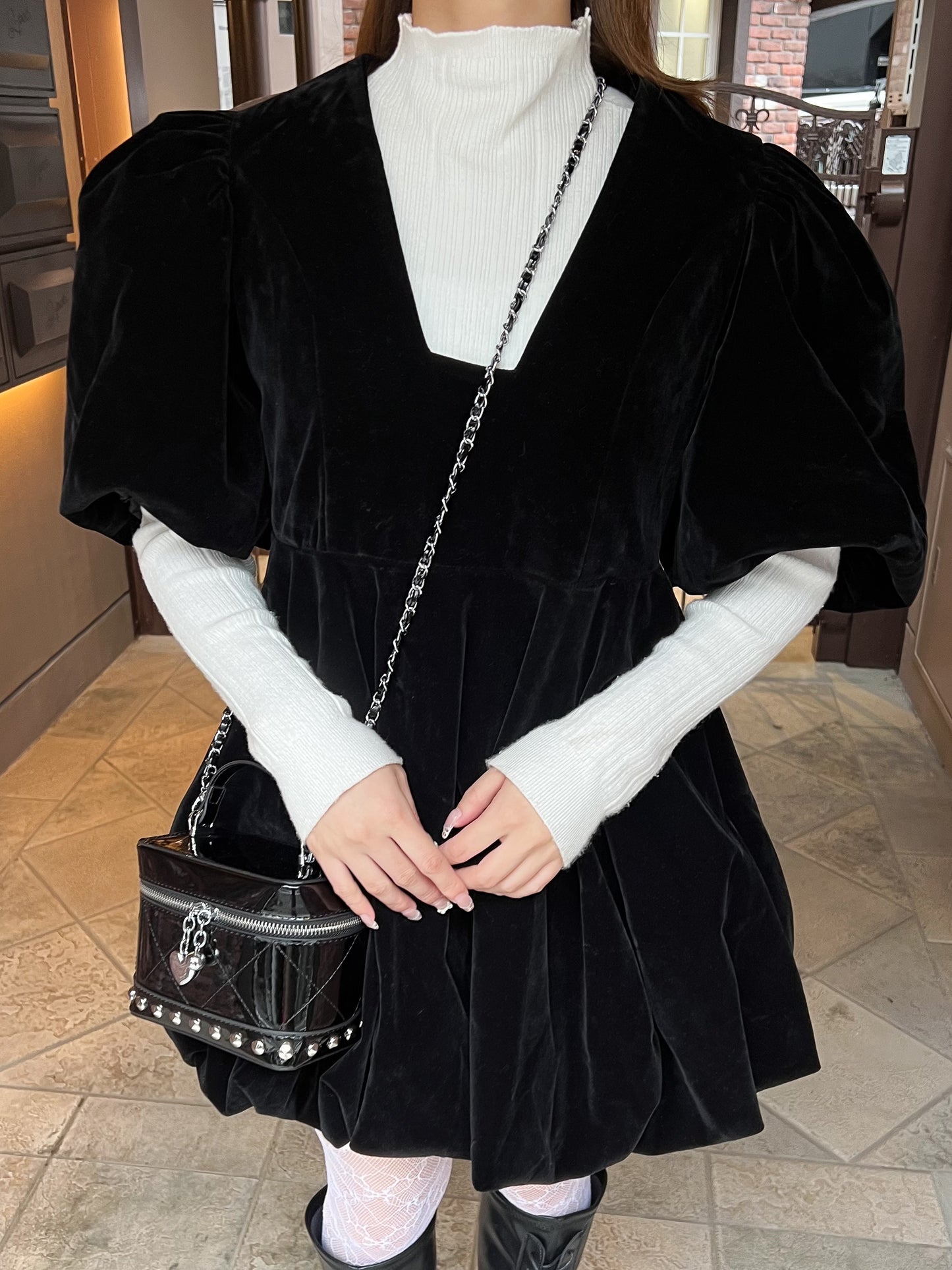 【Official限定】バルーンベロアワンピース