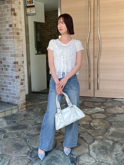 レースキャミソール付きTシャツ