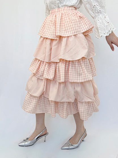 ギンガムチェックティアードスカート