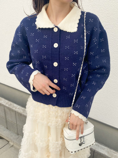 ミニハート柄襟付きニット