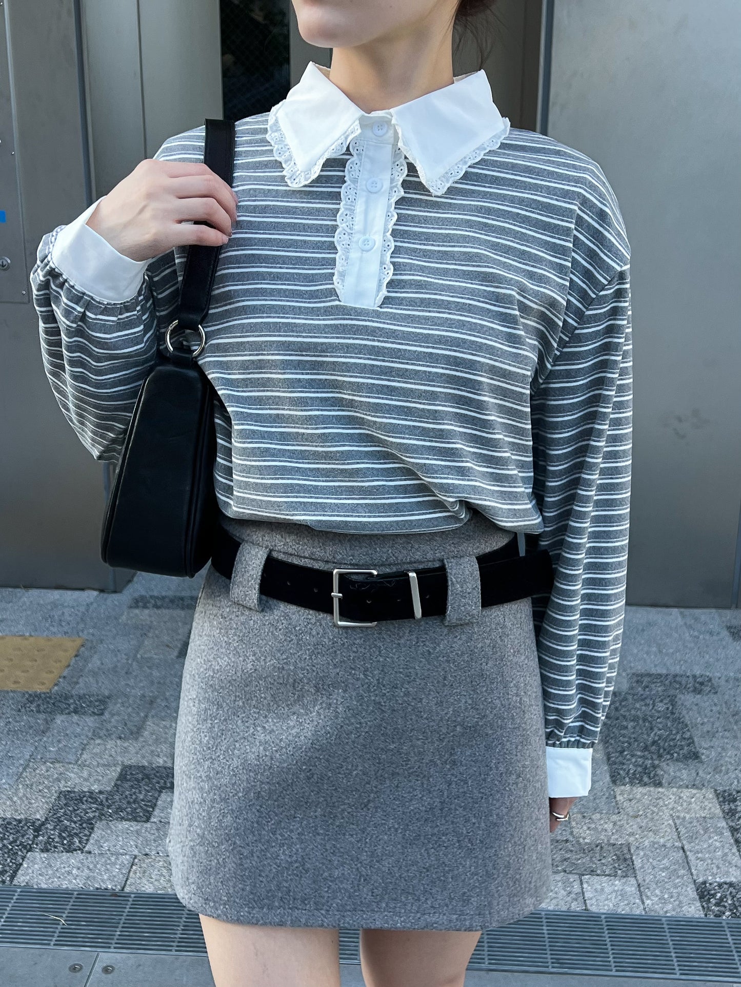 【Official限定価格】フリル襟ボーダーフリーストレーナー