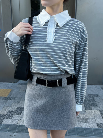 【Official限定価格】フリル襟ボーダーフリーストレーナー