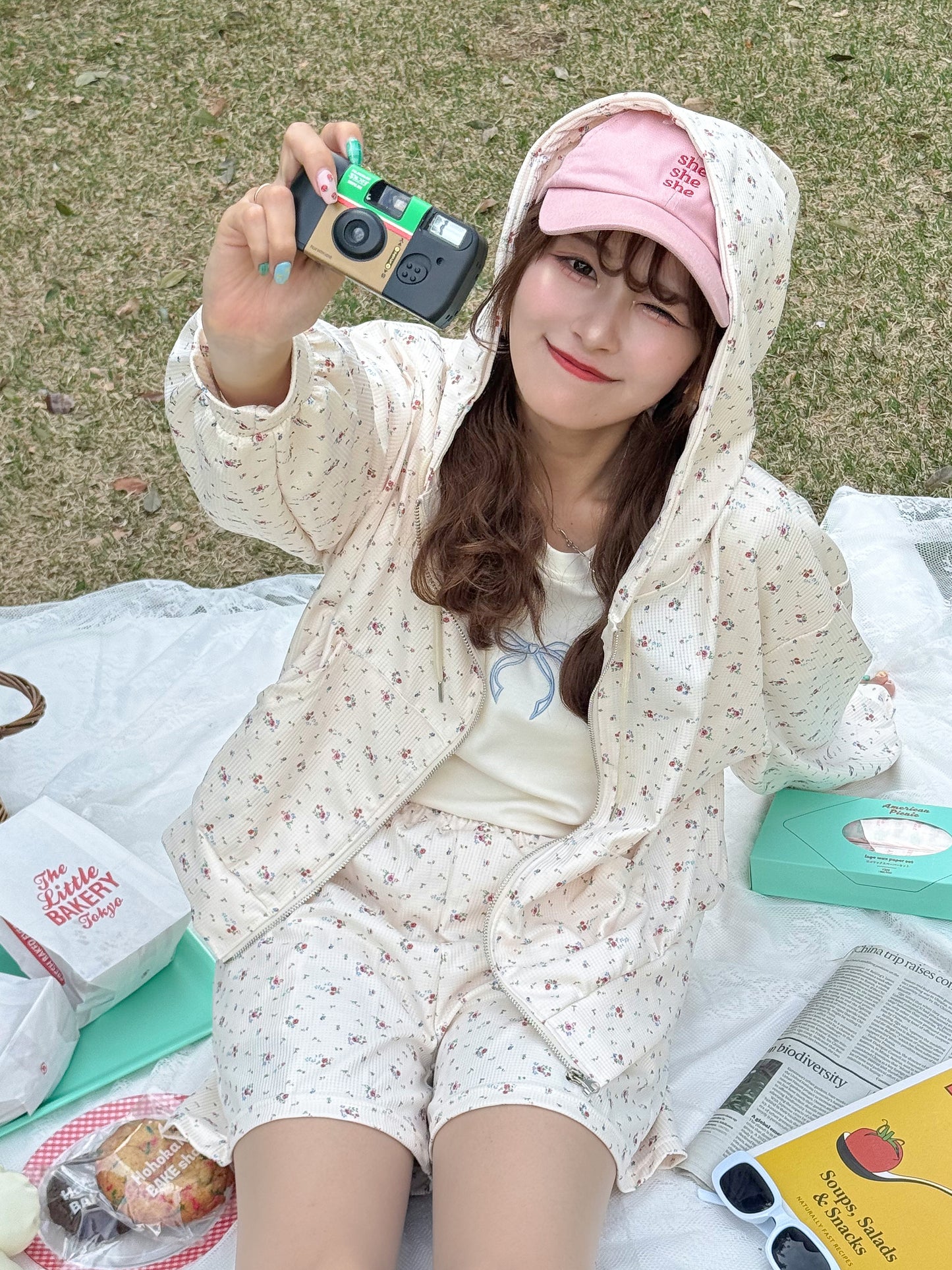 小花柄サーマルセットアップ