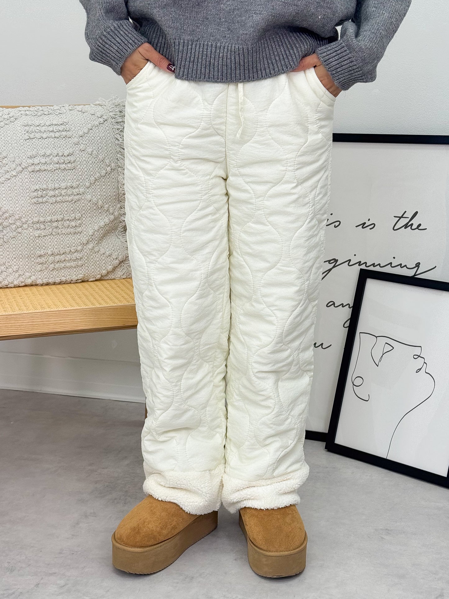 キルティングフリースパンツ