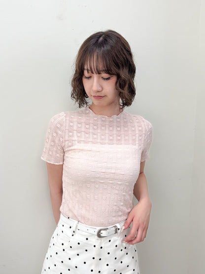 花柄シースルー半袖トップス