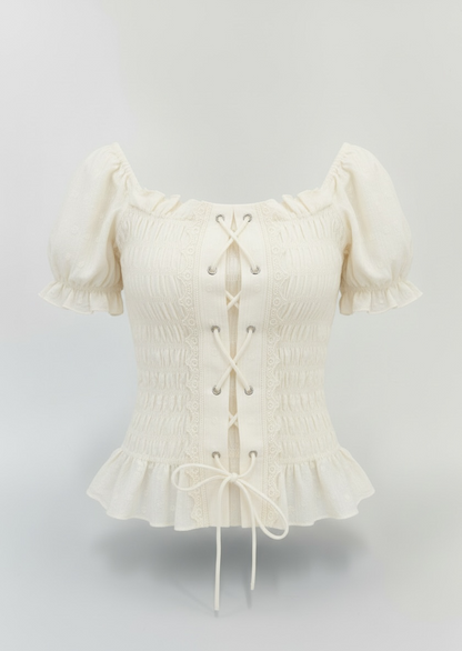 【Official限定価格】レースアップパフブラウス