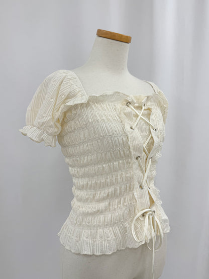 【Official限定価格】レースアップパフブラウス