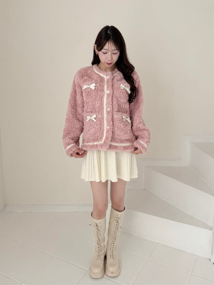 リボン付きガーリーファージャケット