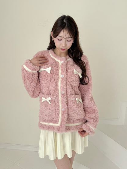 リボン付きガーリーファージャケット