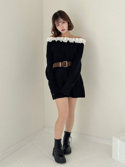 【Official限定価格】フリルニットミニワンピース