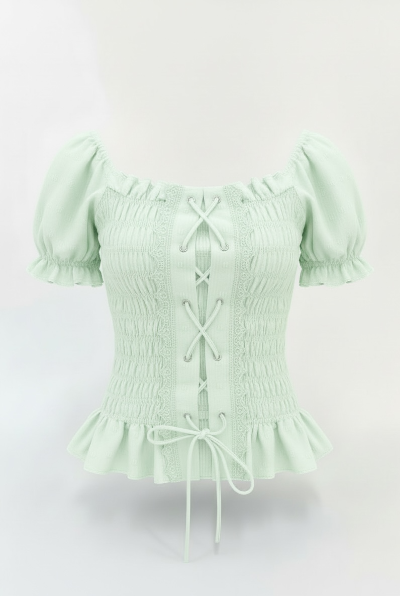 【Official限定価格】レースアップパフブラウス