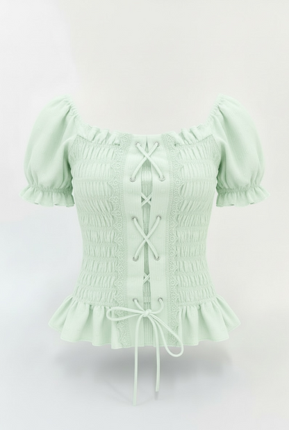 【Official限定価格】レースアップパフブラウス