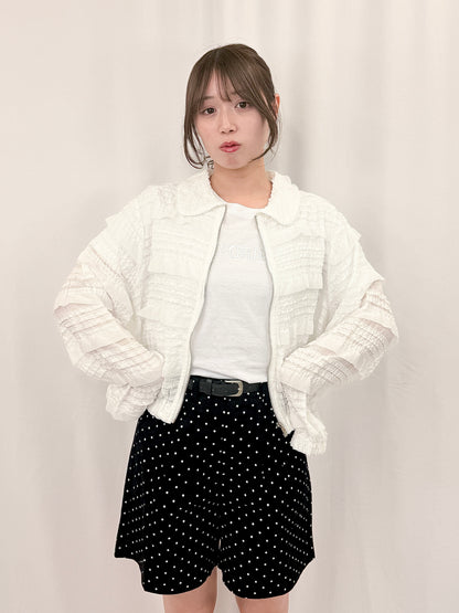 【Official限定価格】ベルト付きドットデニムハーフパンツ