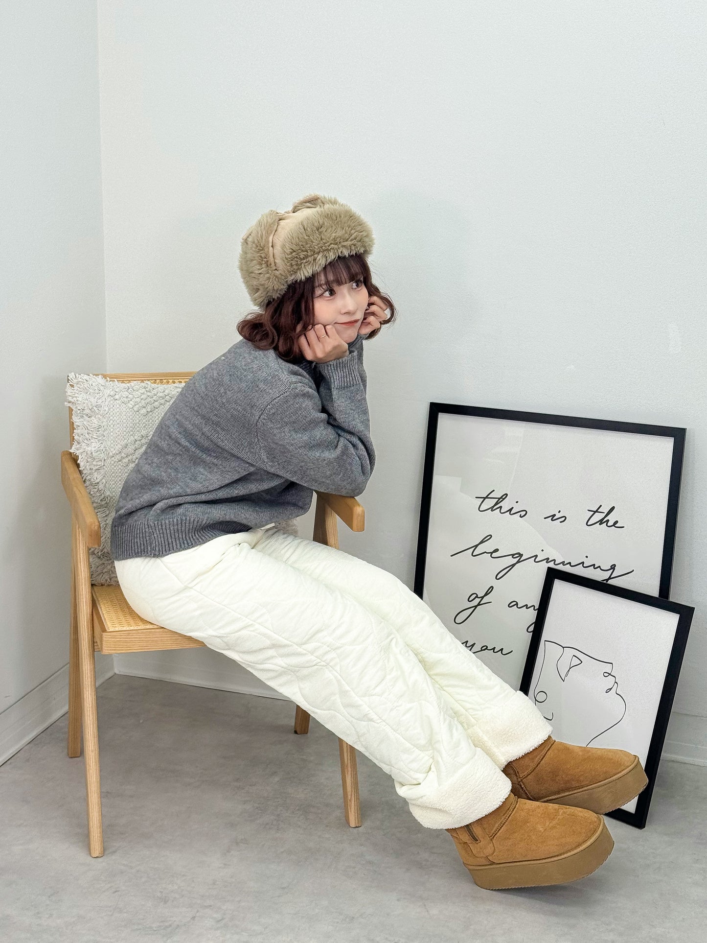 キルティングフリースパンツ