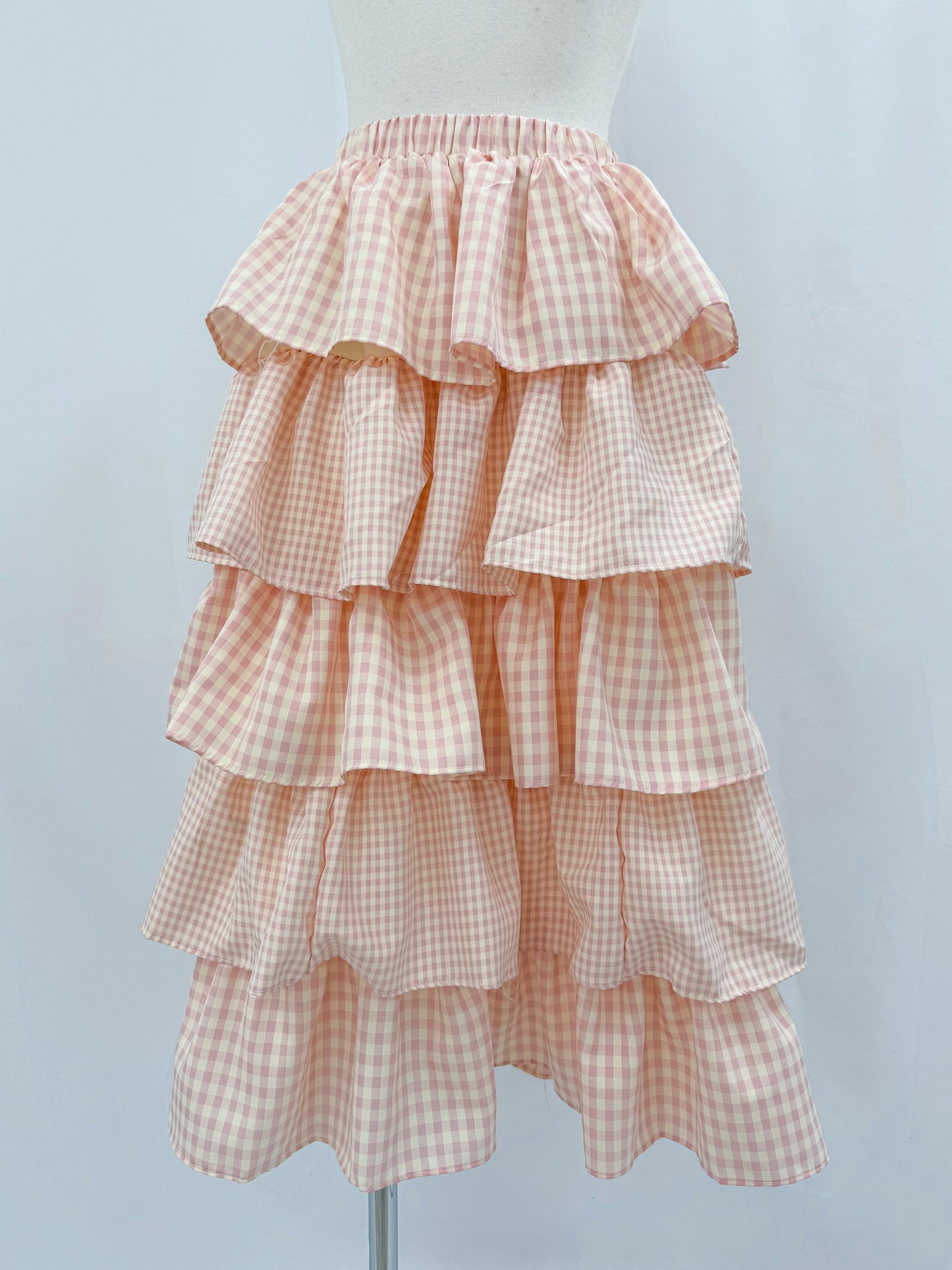 ギンガムチェックティアードスカート