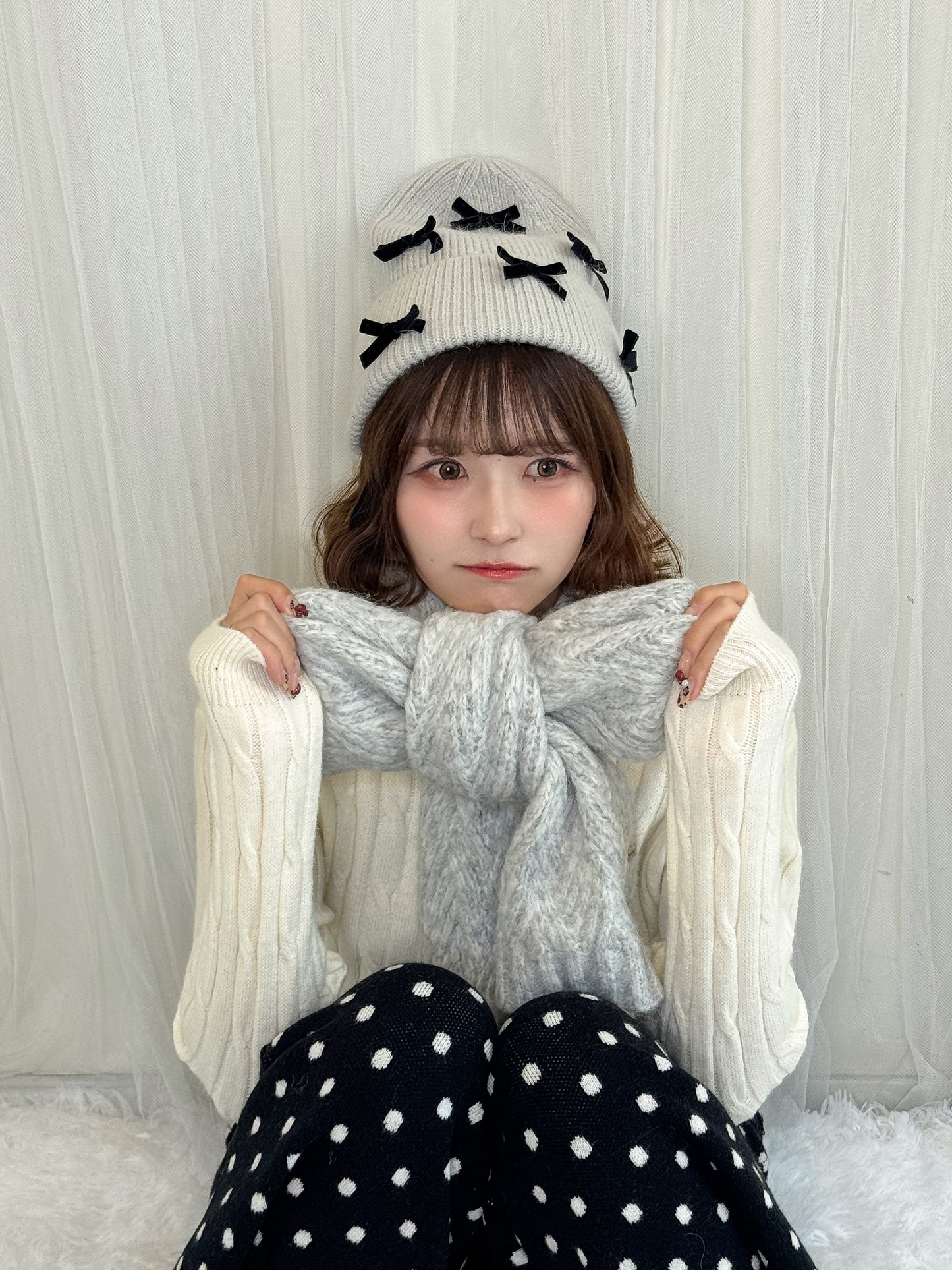 リボンニットキャップ