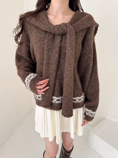 【Official限定価格】リボンショール付きニット