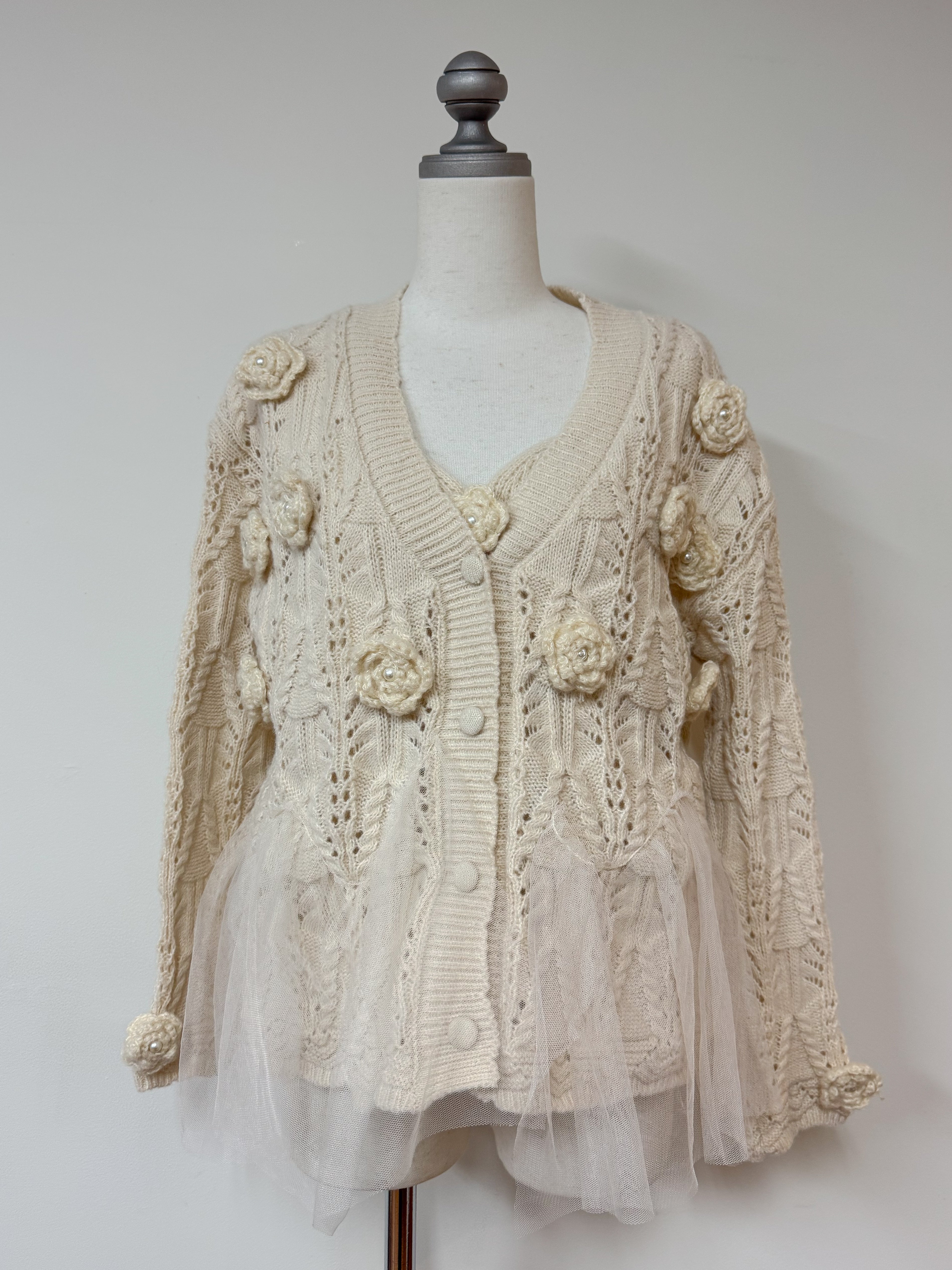 フラワーチュールアンサンブルニットカーディガン – frunco