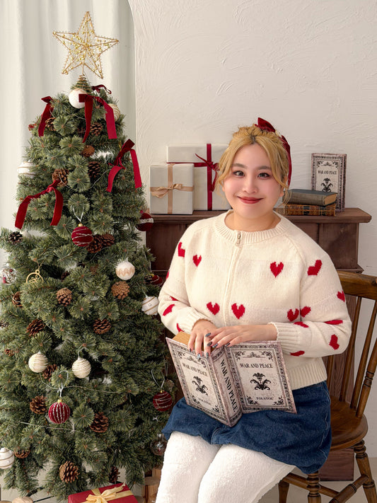 ジップ付きハートニット