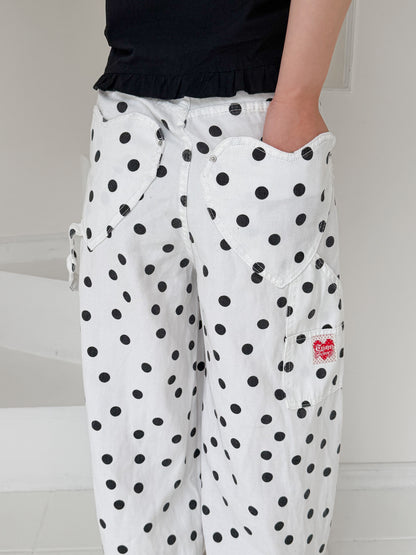 ハートポケットポルカドットバレルレッグパンツ