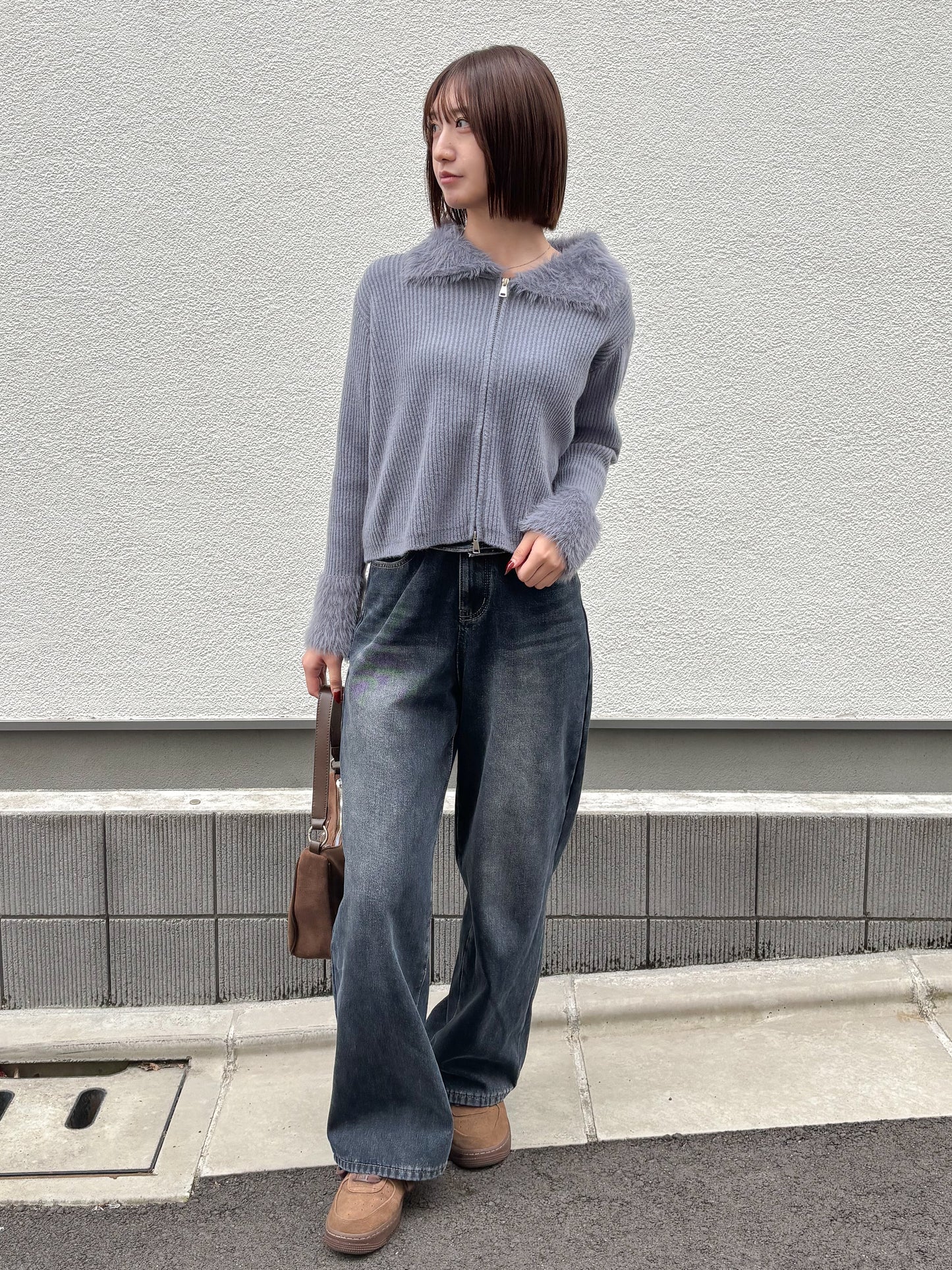 【Official限定価格】ジップ付きシャギードッキングニット