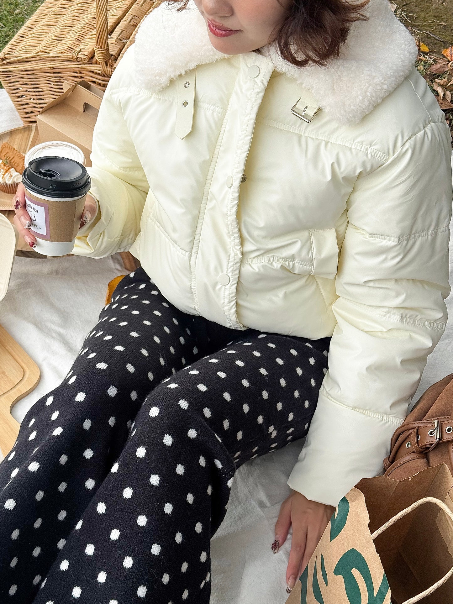 ボア襟付きパフブルゾン