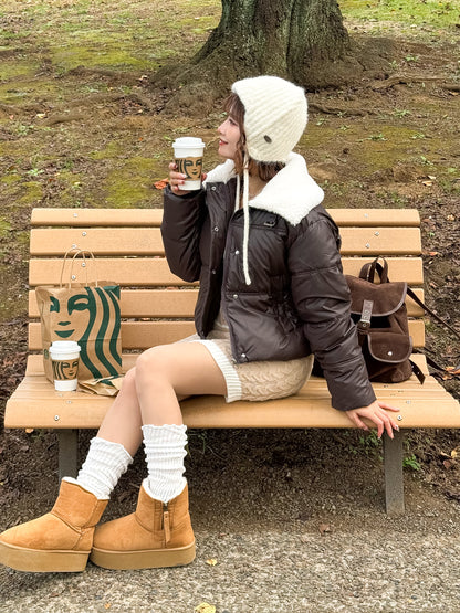 ボア襟付きパフブルゾン