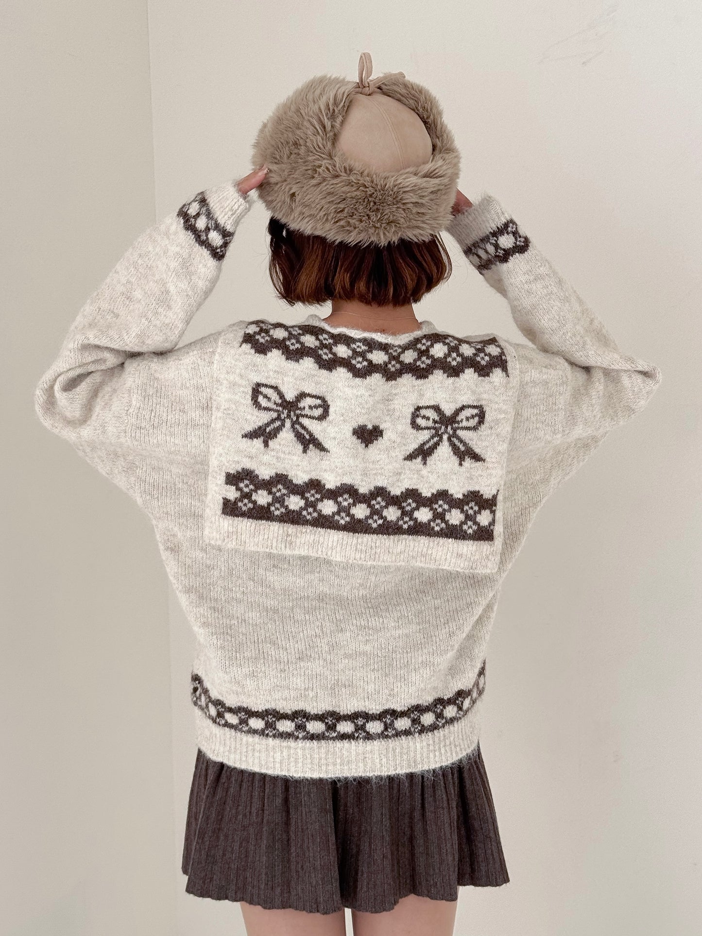 【Official限定価格】リボンショール付きニット