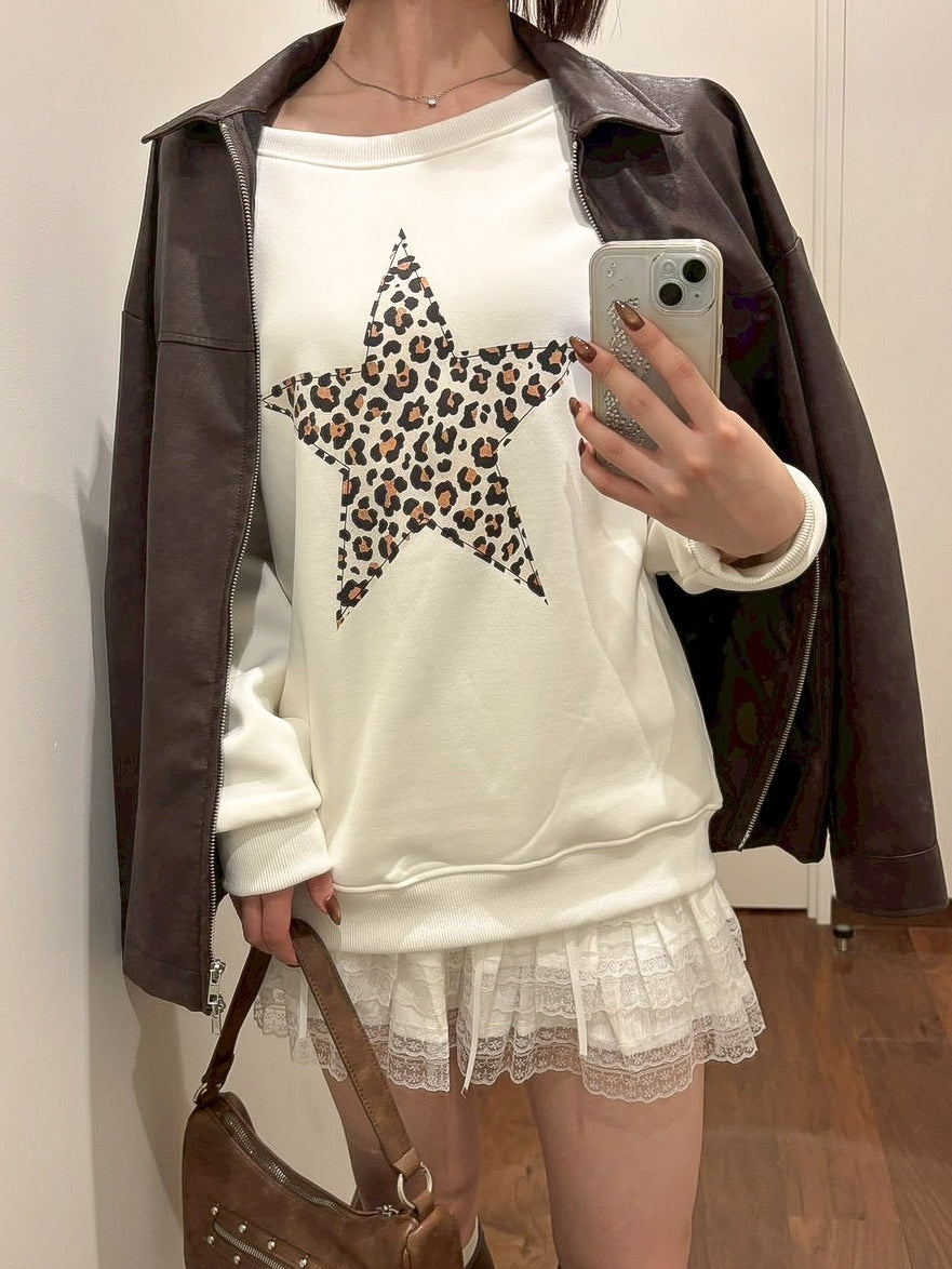 【Official限定価格】ヒョウ柄星トレーナー