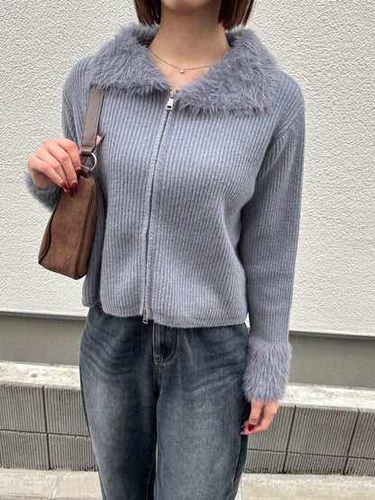 【Official限定価格】ジップ付きシャギードッキングニット