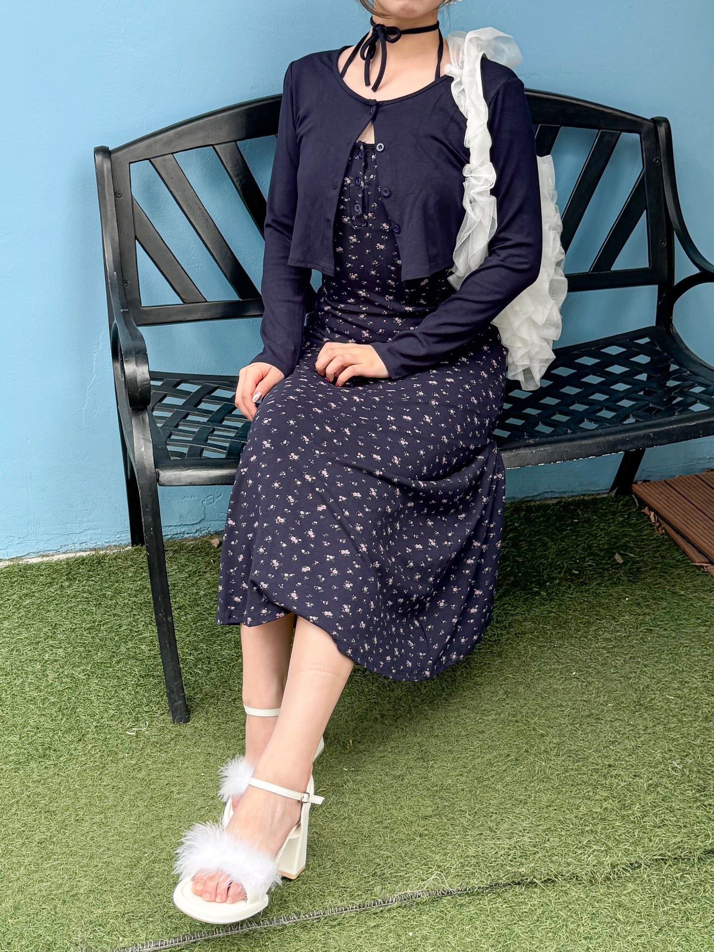 【Official限定価格】小花柄ロングキャミワンピース×カーディガンセット