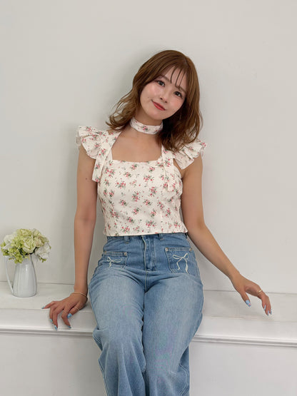 花柄キャミビスチェ