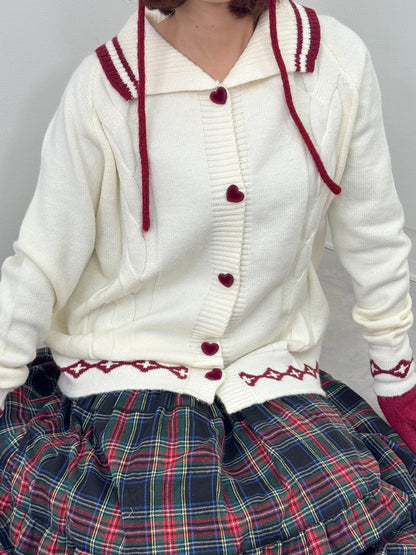 襟付きハートボタンオーバーサイズニット