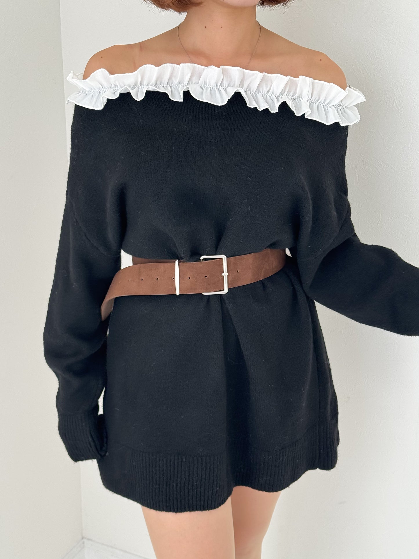 【Official限定価格】フリルニットミニワンピース