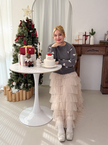 ジップ付きハートニット