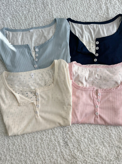 小花柄レイヤーTシャツ