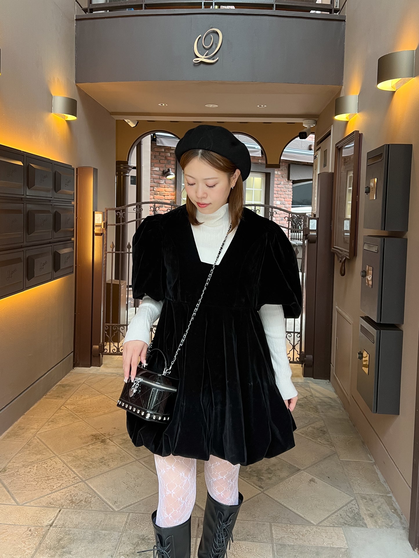 【Official限定】バルーンベロアワンピース