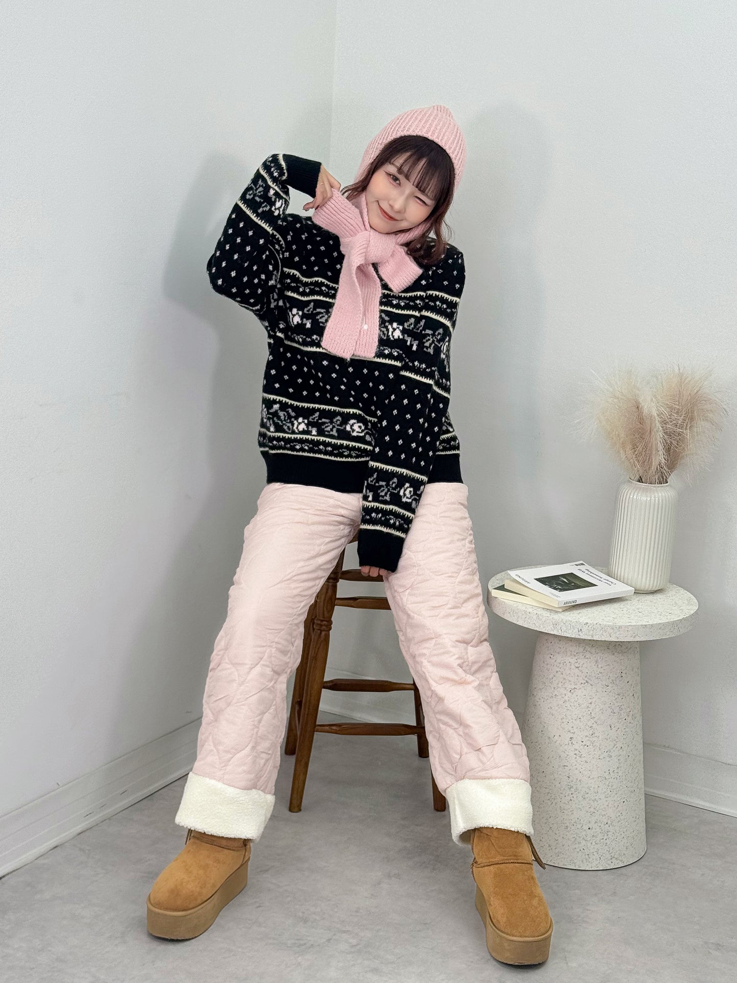 キルティングフリースパンツ