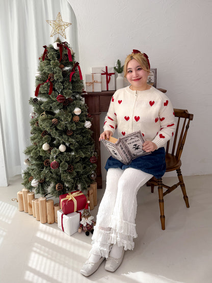 ジップ付きハートニット