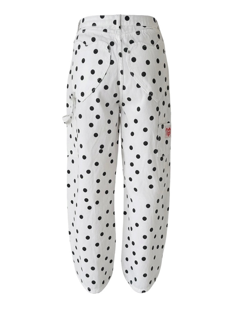 ハートポケットポルカドットバレルレッグパンツ