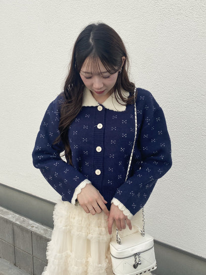 ミニハート柄襟付きニット