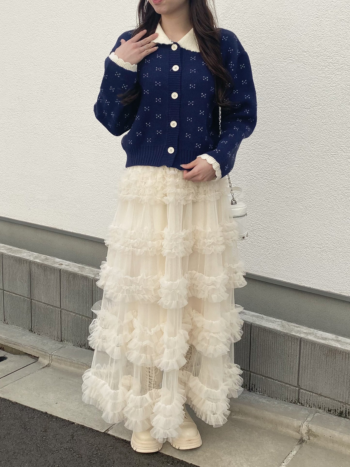 ミニハート柄襟付きニット