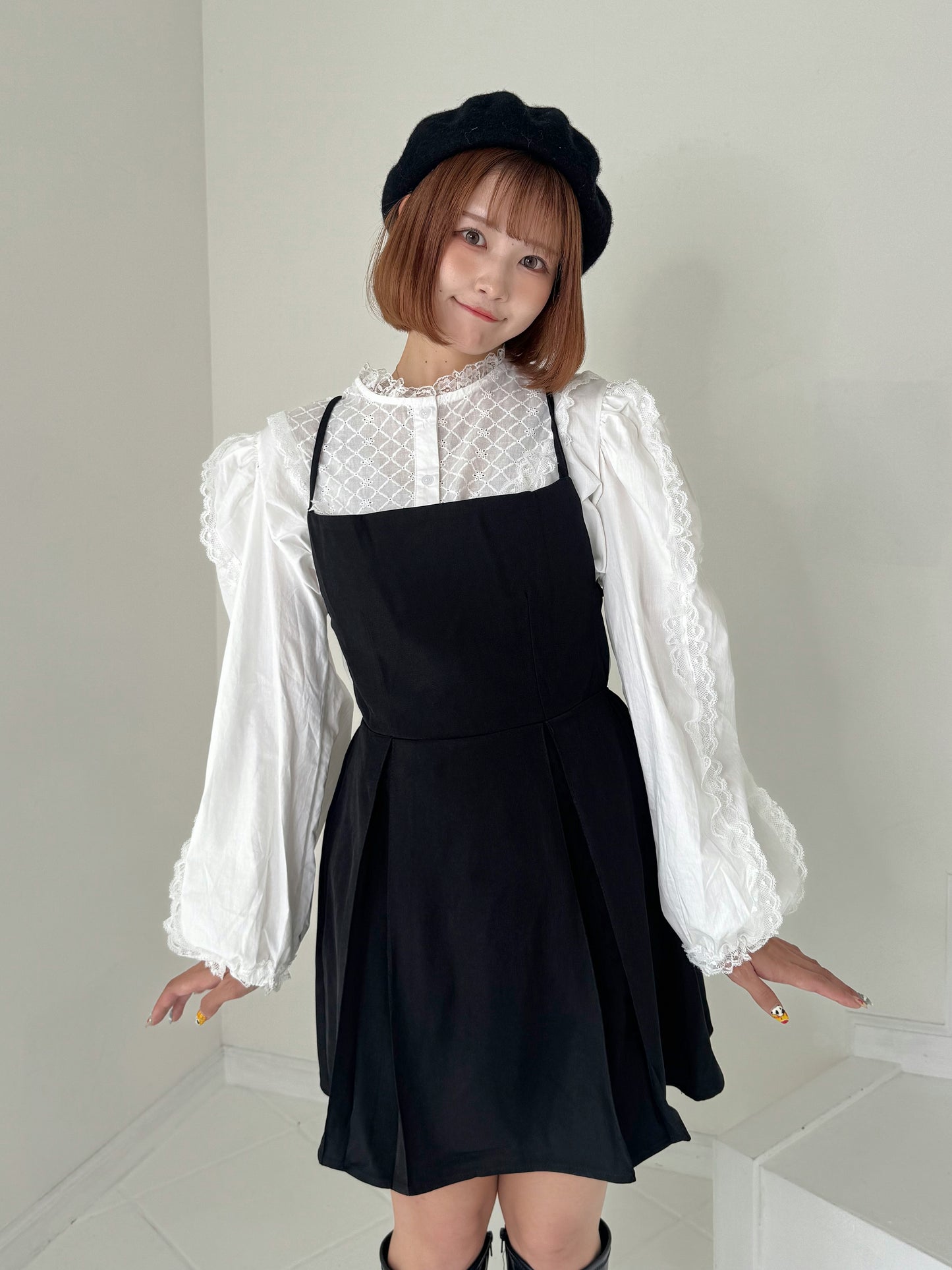 【先行販売】フリルパフスリーブコットンブラウス