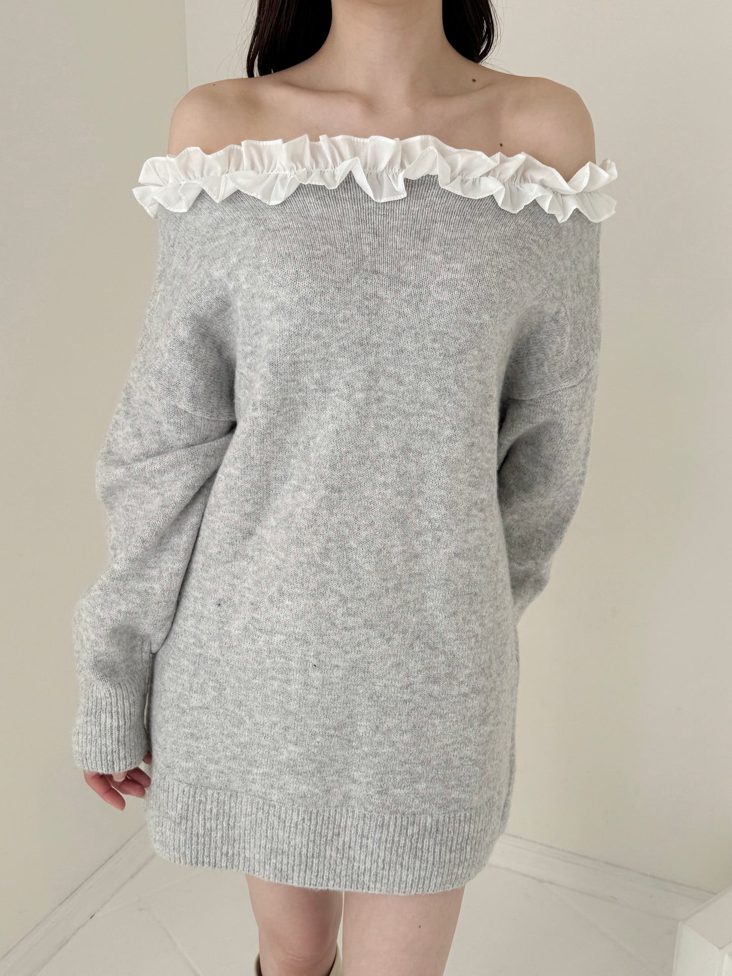 【Official限定価格】フリルニットミニワンピース