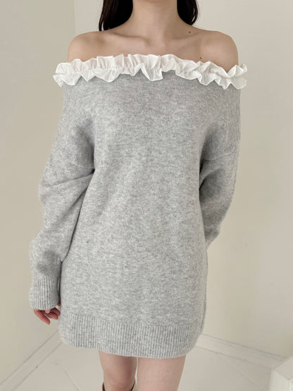 【Official限定価格】フリルニットミニワンピース