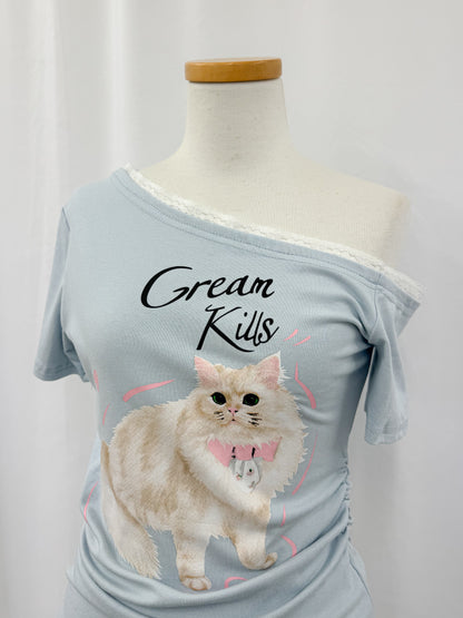 キャットプリントTシャツ
