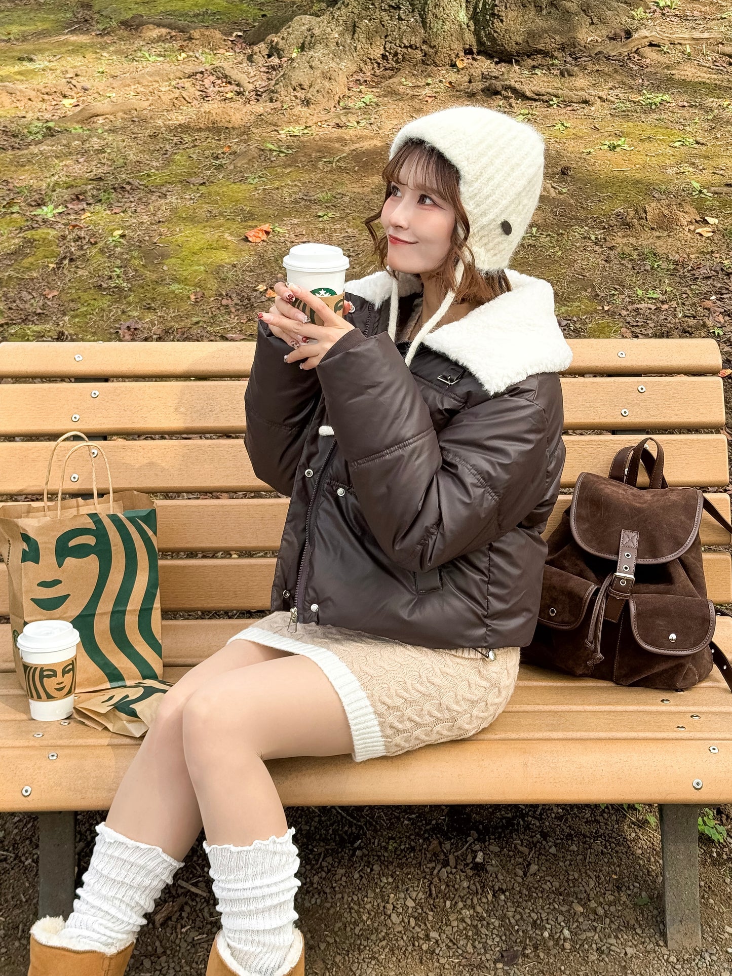 ボア襟付きパフブルゾン