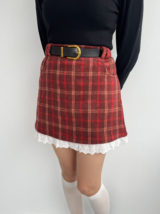 【Official限定価格】ベルト付きチェックスカート