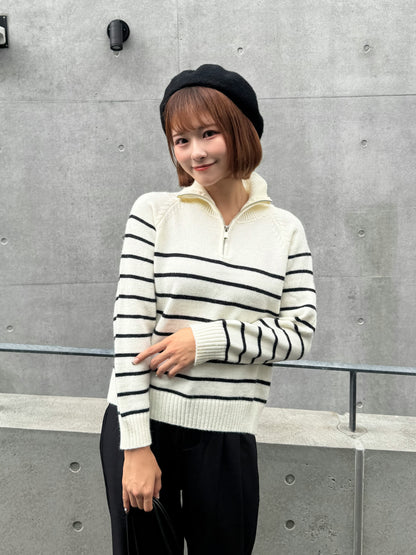 【Official限定価格】ハーフジップボーダーニット
