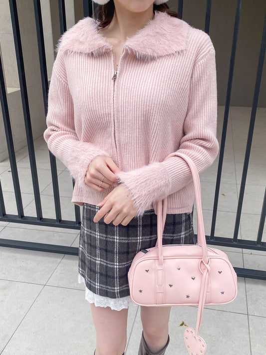 【Official限定価格】ジップ付きシャギードッキングニット